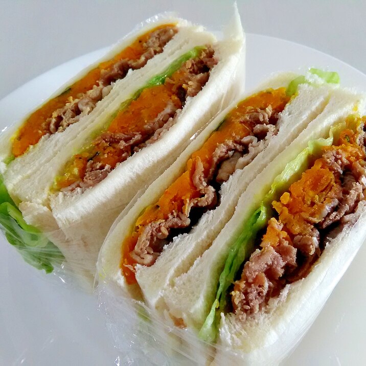 お弁当に☆豚肉とかぼちゃのサンドイッチ